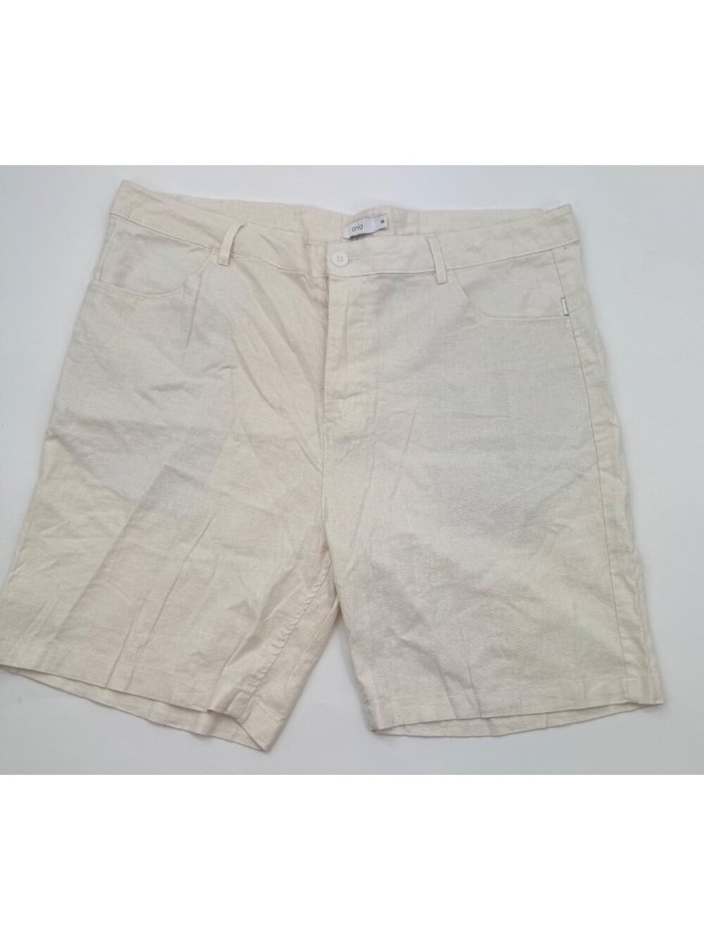 Onia Mens Linen Blend Casual Shorts Size 38 Ivory With Pockets Lightweight Summe